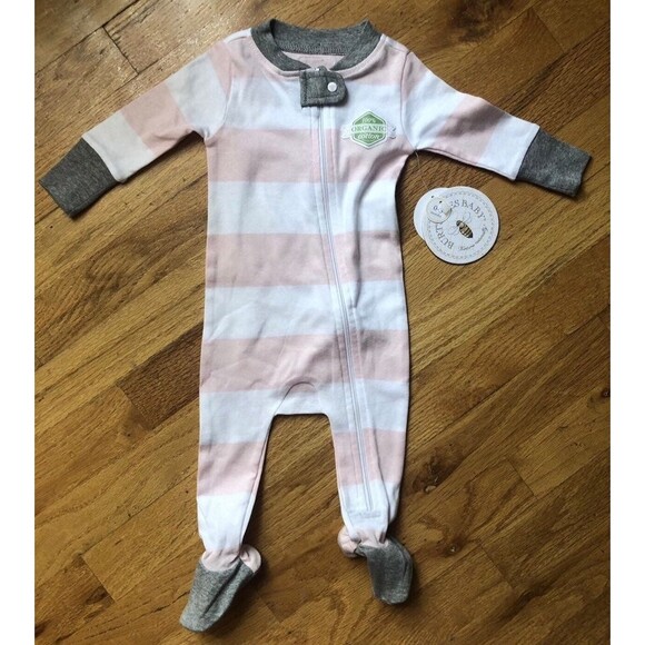New Burts Bees 0-3M Striped Footie Sleeper - Picture 1 of 5
